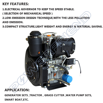 292F δικυλινδρικές μηχανές diesel υψηλής επίδοσης 4-κτυπήματος δροσισμένο αέρας 20HP 15KW